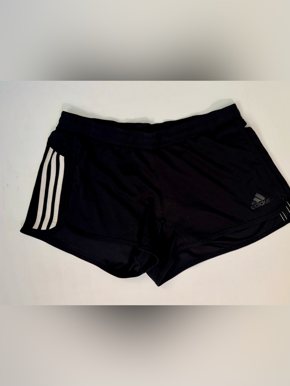 Adidas Women’s Black Athletic Shorts with White Stripe Climalite Size Large